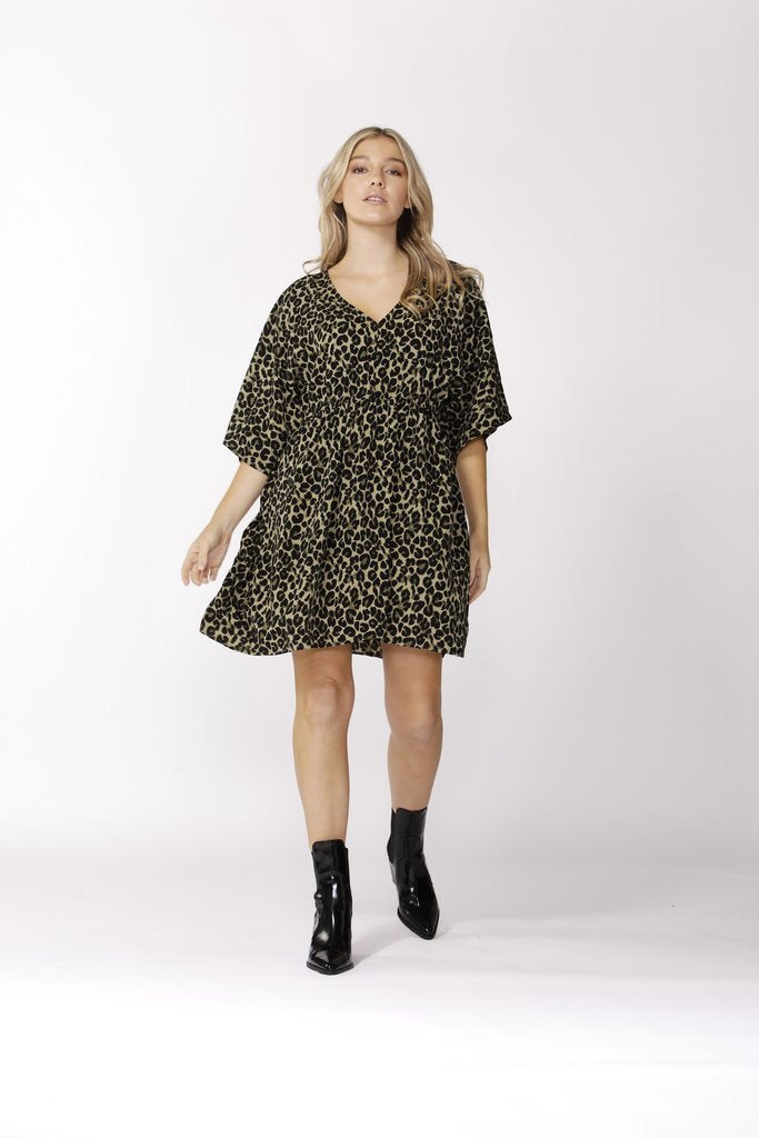 Khaki Leopard Print Dress
